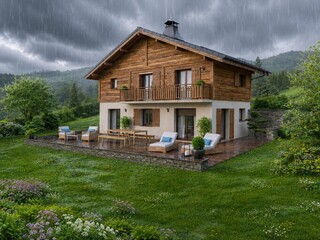 Petit Hameau de Montagne à Sallanches-Panoramique sur les Aravis