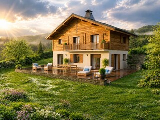 Petit Hameau de Montagne à Sallanches-Panoramique sur les Aravis